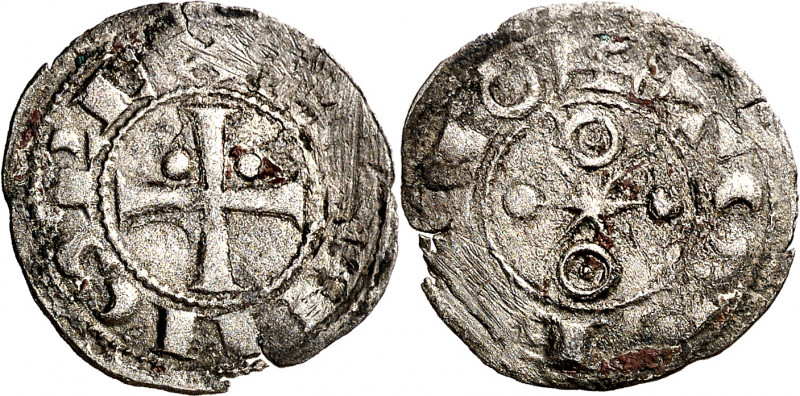Alfonso VI (1073-1109). Toledo. Dinero. (Imperatrix A6:7 (50).1, mismo ejemplar)...