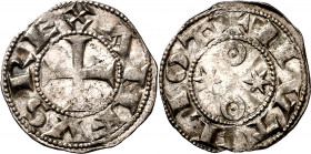 Alfonso VI (1073-1109). Toledo. Dinero. (M.M. A6:6.13) (Imperatrix A6:6.13, mismo ejemplar) (AB. 8.1 var). Atractiva. Muy rara. 0,83 g. EBC-.