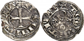 Alfonso VI (1073-1109). Toledo. Dinero. (Imperatrix A6:6.26, mismo ejemplar) (AB. falta). Leve defecto de cospel. Rara. 0,61 g. MBC-.