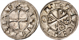 Alfonso VI (1073-1109). Toledo. Dinero. (M.M. A6:10.7) (Imperatrix A6:10.7, mismo ejemplar) (AB. 5). Exceso de metal. Bella. 1,08 g. EBC-.