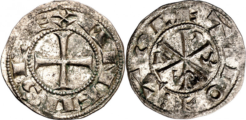 Alfonso VI (1073-1109). Toledo. Dinero. (M.M. A6:10.9) (AB. 5). Bella. Vellón ri...