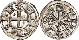 Alfonso VI (1073-1109). Toledo o Santiago de Compostela. Dinero. (M.M. A6:10.13) (Imperatrix A6:10.13, mismo ejemplar) (AB. 5.5). Muy bella. Vellón ri...