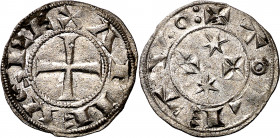 Alfonso VI (1073-1109). Toledo. Dinero. (Imperatrix A6:15 (50).1, mismo ejemplar). Muy bella. Rarísima. Única conocida. 1 g. EBC.