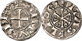 Alfonso VI (1073-1109). León. Dinero. (M.M. A6:12.7) (Imperatrix A6:12.7, mismo ejemplar) (AB. 3.1). Atractiva. Escasa. 1,05 g. MBC/MBC+.