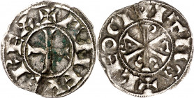 Alfonso VI (1073-1109). León. Dinero. (M.M. A6:12.8) (Imperatrix A6:12.8, mismo ejemplar) (AB. 3.1). Escasa. 1 g. (MBC).