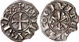 Alfonso VI (1073-1109). León. Meaja. (M.M. A6:13.2, mismo ejemplar) (Imperatrix A6:13,2, mismo ejemplar) (AB. 4) (Bautista 8, mismo ejemplar). Letras ...