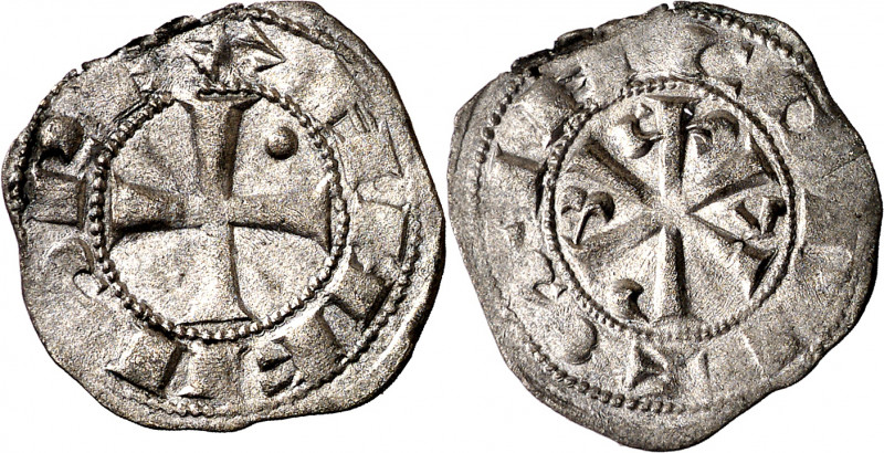 Alfonso VI (1073-1109). Santiago de Compostela. Dinero. (M.M. A6:14.2, mismo eje...