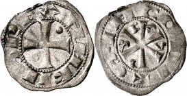 Alfonso VI (1073-1109). Santiago de Compostela. Dinero. (M.M. A6:14.2, mismo ejemplar) (Imperatrix A6:14.2, mismo ejemplar) (AB. 7) (NM. pág. 139, mis...