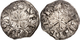 Afonso Henríques, nieto de Alfonso VI (1139 ó 1143-1185). Coimbra. Dinero. (M.M. pág. 120, mismo ejemplar) (Imperatrix AH:1.1, mismo ejemplar) (Nvmism...