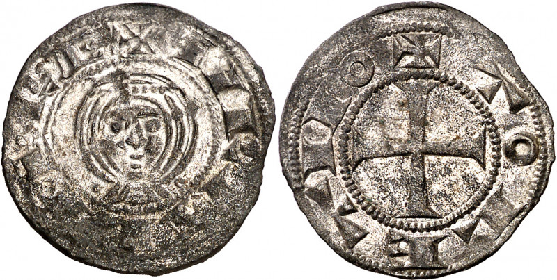 Urraca (1109-1126). Toledo. Dinero. (M.M. U1:1.13) (Imperatrix U1:1.8, mismo eje...
