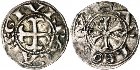 Urraca (1109-1126). León. Dinero. (Imperatrix U1:2.10 (50), mismo ejemplar) (AB. 13). Muy rara. 1,08 g. MBC.