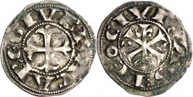 Urraca (1109-1126). León. Dinero. (M.M. U1:2.5) (Imperatrix U1:2.5, mismo ejemplar) (AB. 13 var). Muy rara. 1,04 g. MBC.