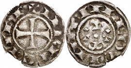 Urraca (1109-1126). León. Dinero. (Imperatrix U1:4 (50).1, mismo ejemplar). Leve grieta. Rarísima. Única conocida. 0,62 g. MBC-.