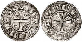 Alfonso VII (1126-1157). Toledo. Dinero. (M.M. A7:1.4, mismo ejemplar) (Imperatrix A7:1.4, mismo ejemplar) (AB. falta). Bella. Brillo original. Extrao...