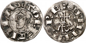 Alfonso VII (1126-1157). Toledo. Dinero. (M.M. A7:2.9) (Imperatrix A7:2.9, mismo ejemplar) (AB. 49). Oxidaciones. Rara. 0,75 g. (MBC+).