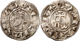 Alfonso VII (1126-1157). Toledo. Dinero. (Imperatrix A7:2.5, mismo ejemplar) (AB. 49 var). Atractiva. Rara. 0,67 g. MBC+.