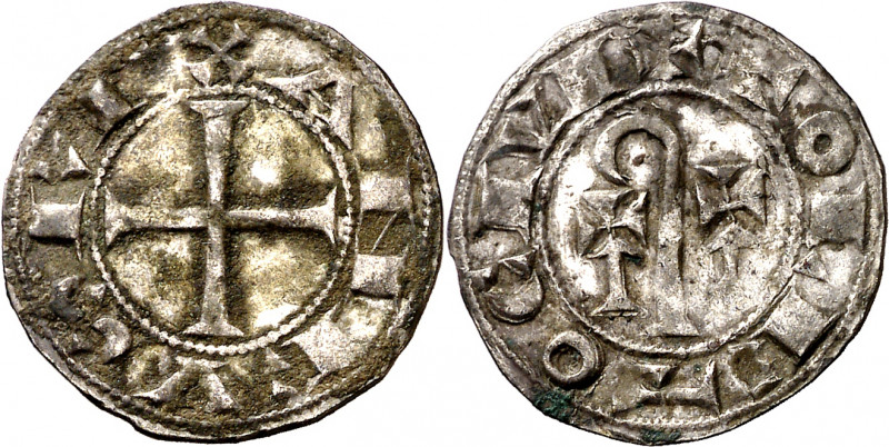 Alfonso VII (1126-1157). Toledo. Dinero. (M.M. A7:4.4, mismo ejemplar) (Imperatr...