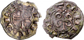 Alfonso VII (1126-1157). Toledo. Meaja. (M.M. A7:11.1, mismo ejemplar) (Imperatrix A7:11.1, mismo ejemplar) (AB. falta). Cospel ligeramente irregular....