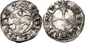 Alfonso VII (1126-1157). León. Dinero. (M.M. A7:22.17, mismo ejemplar) (Imperatrix A7:22.17, mismo ejemplar) (AB. falta). Atractiva. Única conocida. 0...