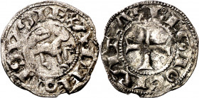 Alfonso VII (1126-1157). León. Meaja. (Imperatrix A7:23.4, mismo ejemplar) (AB. falta). Leve defecto de cospel. Atractiva. Rarísima. 0,44 g. MBC.