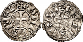 Alfonso VII (1126-1157). León. Dinero. (M.M. A7:27.4, mismo ejemplar) (Imperatrix A7:27.4, mismo ejemplar) (AB. 55). Limpiada. Atractiva. Rarísima. 0,...