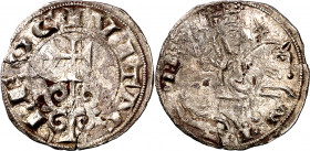 Alfonso VII (1126-1157). Nájera. Dinero. (M.M. A7:29.12, mismo ejemplar) (Imperatrix A7:29.12, mismo ejemplar) (AB. falta). Concreciones. Ex Colección...
