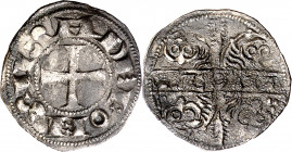 Alfonso VII (1126-1157). León. Dinero. (M.M. A7:39.1, mismo ejemplar) (Imperatrix A7:39.1, mismo ejemplar) (AB. 116, mismo ejemplar, como Alfonso IX) ...