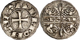Alfonso VII (1126-1157). Zamora. Dinero. (M.M. A7:39.12, mismo ejemplar) (Imperatrix A7:39.12, mismo ejemplar) (AB. 116 var, como Alfonso IX). Atracti...