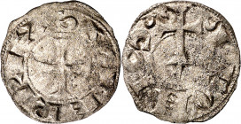 Alfonso VII (1126-1157). Zamora. Dinero. (M.M. A7:49.8) (Imperatrix A7:49.8, mismo ejemplar) (AB. 97). Atractiva. Muy rara. 0,90 g. MBC+.