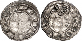Alfonso VII (1126-1157). León. Dinero. (Imperatrix A7:52.18, mismo ejemplar) (AB. falta). Atractiva. Rara. 0,84 g. MBC+.