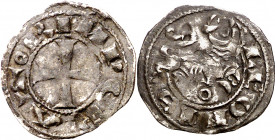 Alfonso VII (1126-1157). León. Meaja. (M.M. A7:53.6) (Imperatrix A7:53.6, mismo ejemplar) (AB. falta). Buen ejemplar. Rara. 0,41 g. MBC+.