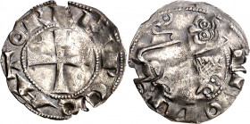 Alfonso VII (1126-1157). León. Meaja. (M.M. A7:53.12) (Imperatrix A7:53.12, mismo ejemplar) (AB. 86.1 var). Leves defectos de cospel. Bonita pátina. R...