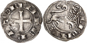 Alfonso VII (1126-1157). León. Meaja. (M.M. A7:53.13) (Imperatrix A7:53.14, mismo ejemplar) (AB. falta). Muy atractiva. Rara. 0,37 g. MBC+.