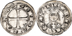 Alfonso VII (1126-1157). Lugo. Dinero. (Imperatrix A7:54.9 (50), mismo ejemplar) (AB. 75.4 var). Muy bella. Rarísima y más así. 1,15 g. EBC+.
