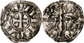 Alfonso VII (1126-1157). León. Meaja. (Imperatrix A7:65.3, mismo ejemplar) (AB. falta). Suciedades superficiales. Atractiva. Muy rara. ¿Única conocida...
