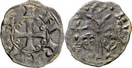 Alfonso VII (1126-1157). León. Dinero. (Imperatrix A7:68.4 (50), mismo ejemplar) (AB. 93 var). Pátina oscura. Muy escasa. 0,74 g. MBC.