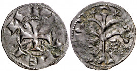 Alfonso VII (1126-1157). Taller de la Corte (León o Toledo) o Marca del Rey. Dinero. (M.M. A7:68.5, mismo ejemplar) (Imperatrix A7:68.5, mismo ejempla...