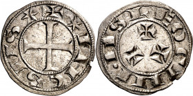 Alfonso VII (1126-1157). Abadía de Sahagún. Dinero episcopal. (M.M. A7:76.2, mismo ejemplar) (Imperatrix A7:76.2, mismo ejemplar) (AB. 66). Bella. Rar...