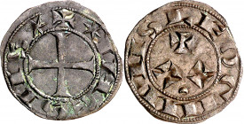 Alfonso VII (1126-1157). Abadía de Sahagún. Dinero episcopal. (M.M. A7:76.19, mismo ejemplar) (Imperatrix A7:76.19, mismo ejemplar) (AB. falta) (V.Q. ...
