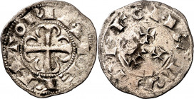 Alfonso VII (1126-1157). Abadía de Sahagún. Dinero episcopal. (Imperatrix A7:79.3 (50), mismo ejemplar) (AB. falta). Limpiada. Buen ejemplar. Rarísima...