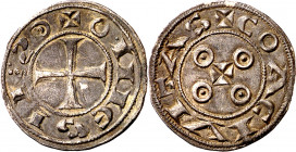 Alfonso VII (1126-1157). Segovia. Dinero. (M.M. A7:91.1, mismo ejemplar) (Imperatrix A7:91.1, mismo ejemplar) (AB. falta). Muy bella. Preciosa pátina....
