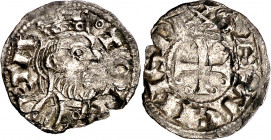 Sancho III (1157-1158). Osma. Meaja. (Imperatrix S3:2.2, mismo ejemplar) (AB. 151 var). Cospel ligeramente faltado. Única conocida. 0,34 g. MBC-.
