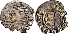 Sancho III (1157-1158). ¿Toledo?. Meaja. (M.M. S3:4.1) (Imperatrix S3:4.1, mismo ejemplar) (AB. falta). Cospel algo faltado. Muy rara. 0,24 g. (MBC).