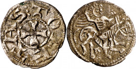Fernando II (1157-1188). Auria (Orense) o Astorga. Dinero. (Imperatrix F2:8.14 (50), mismo ejemplar) (AB. falta). Buen ejemplar. Única conocida. 0,86 ...