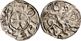 Fernando II (1157-1188). Taller indeterminado. Dinero. (M.M. F2:8.12, mismo ejemplar) (Imperatrix F2:8.11, mismo ejemplar) (AB. 168, como Alfonso VIII...