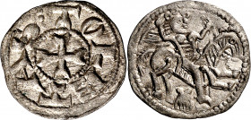 Fernando II (1157-1188). Santiago de Compostela. Dinero. (M.M. F2:8.21, mismo ejemplar) (Imperatrix F2:8.21, mismo ejemplar) (AB. 165, como Alfonso VI...