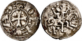 Fernando II (1157-1188). Auria (Orense) o Astorga. Meaja. (Imperatrix F2:9.4 (50), mismo ejemplar). Leve defecto de cospel. Incrustaciones. Atractiva....