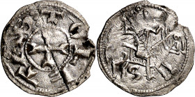 Fernando II (1157-1188). Soria. Meaja. (Imperatrix F2:9.7, mismo ejemplar) (AB. 175, como Alfonso VIII y ceca Segovia). Grieta radial. Parte de brillo...
