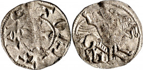 Fernando II (1157-1188). ¿Toledo?. Meaja. (Imperatrix F2:9.8, mismo ejemplar). Pequeña zona floja de acuñación. Única conocida. 0,31 g. MBC.