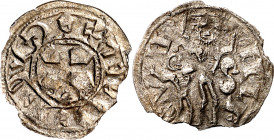 Fernando II (1157-1188). Soria. Dinero. (M.M. F2:11.16) (Imperatrix F2:11.16, mismo ejemplar) (AB. 159 var, como Alfonso VIII). Cospel algo faltado. R...